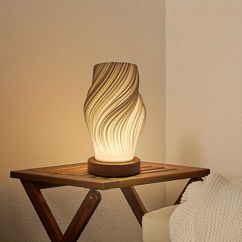 Chic Modern LED Swirl Table Lamp – Dimmable, Minimalist Bedside & Desk Light