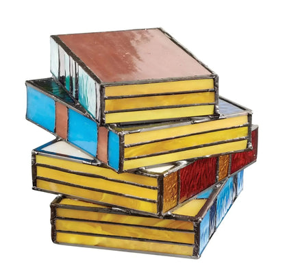 Stained Glass Book Lamp — Handcrafted Art Lighting for Elegant Reading