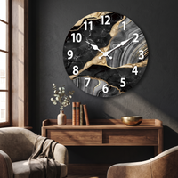 MarbellaTime Modern Round Wooden Wall Clock
