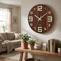 Walnut Luminous Wall Clock