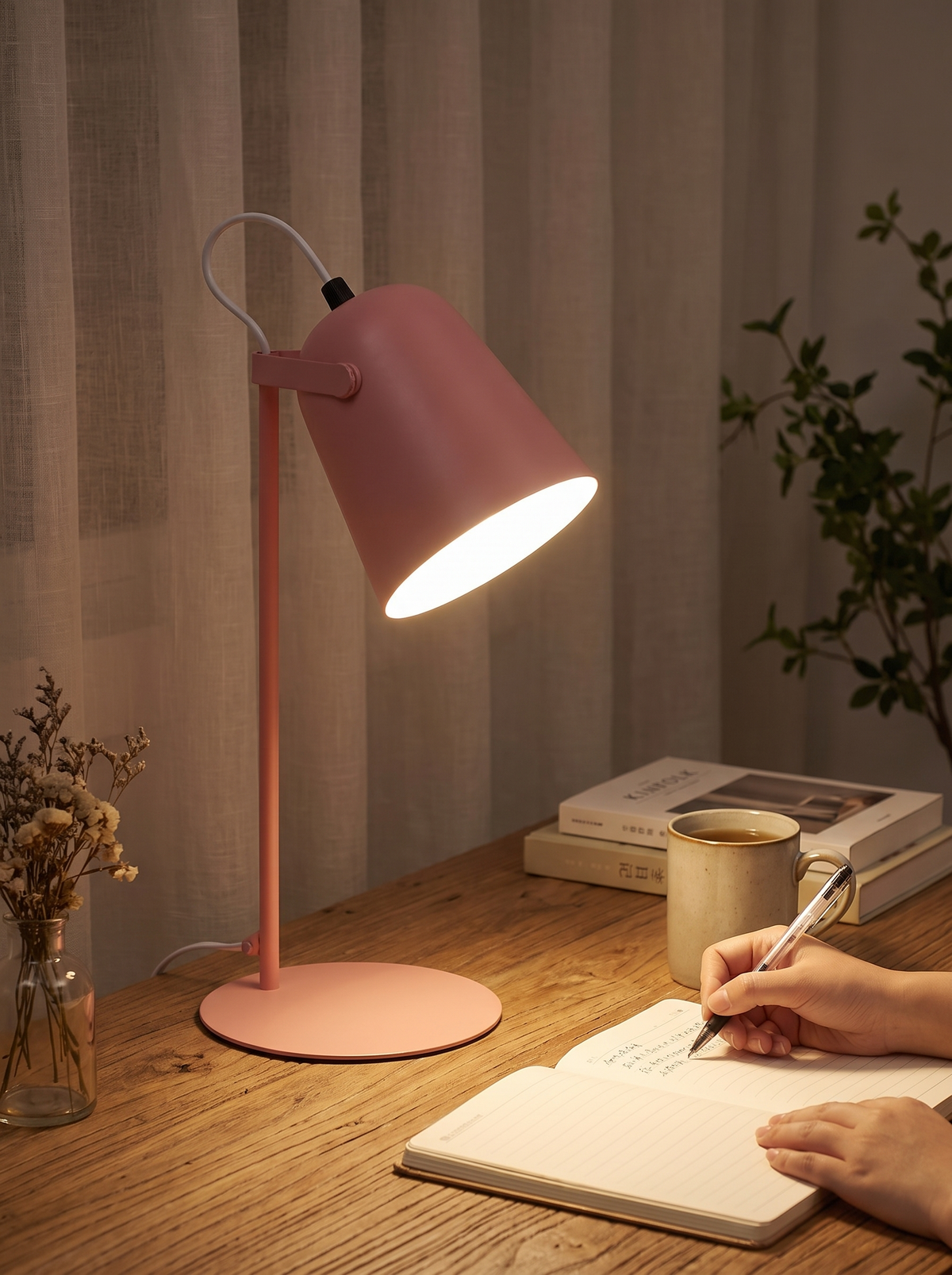 Nordic Metal LED Desk Lamp steady metal base on a desk