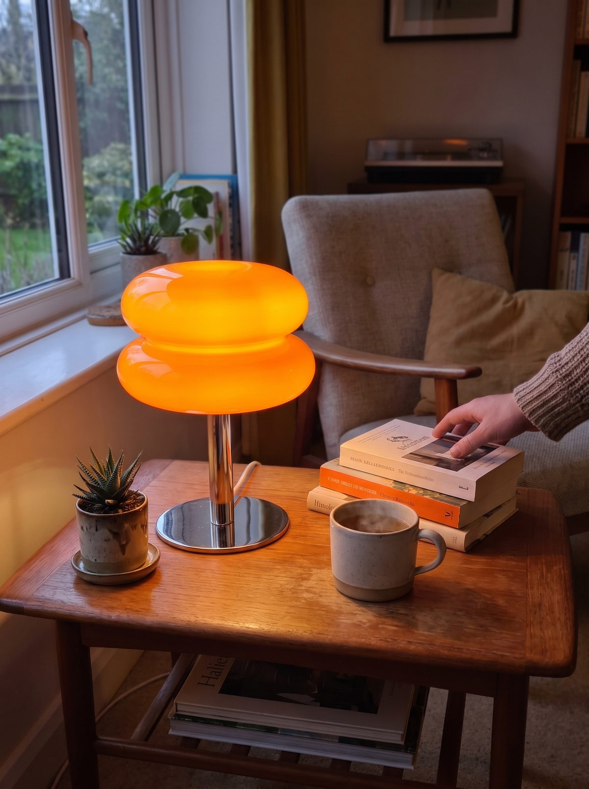 Italian Designer Glass Table Lamp with retro glass shade
