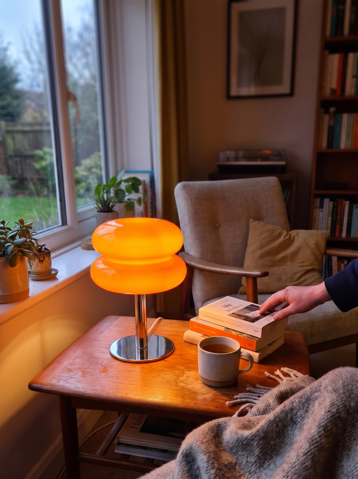 Italian Designer Glass Table Lamp as a styled room accent