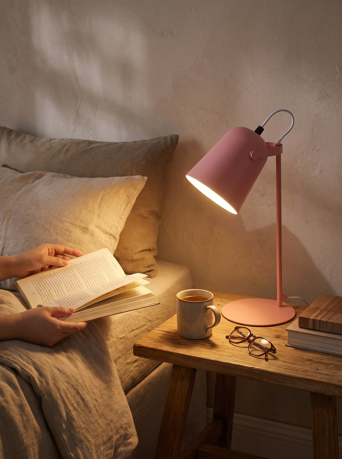 Nordic Metal LED Desk Lamp lighting a late reading session