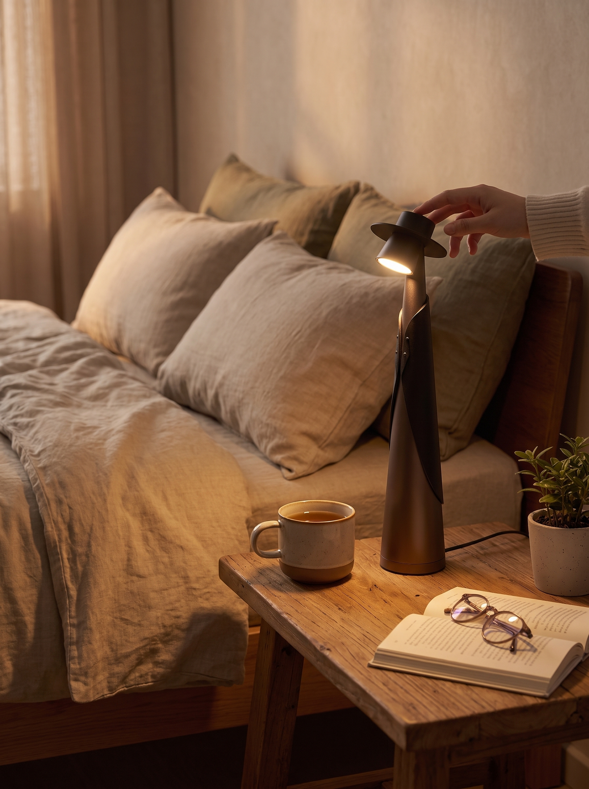 Modern Rechargeable LED Hat Lamp touch control in use