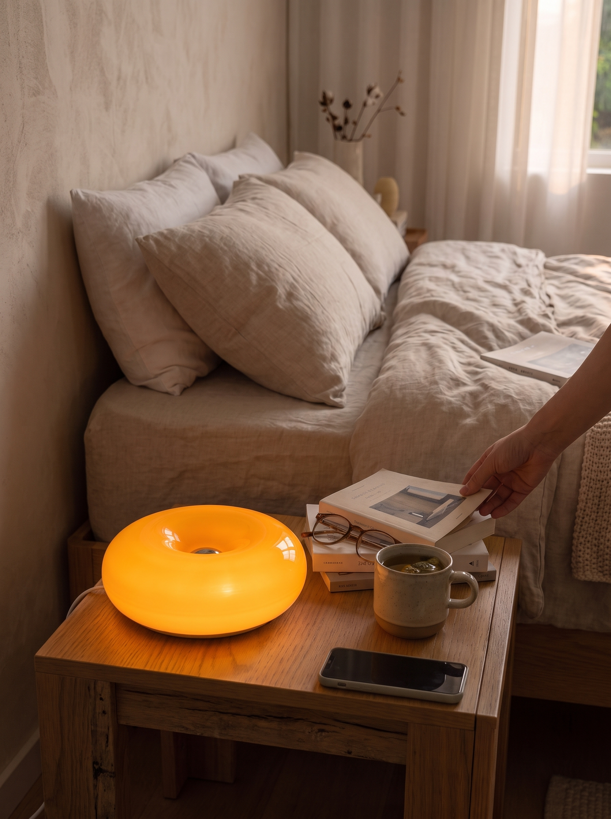 Bauhaus Donut Lamp geometric styling in a room
