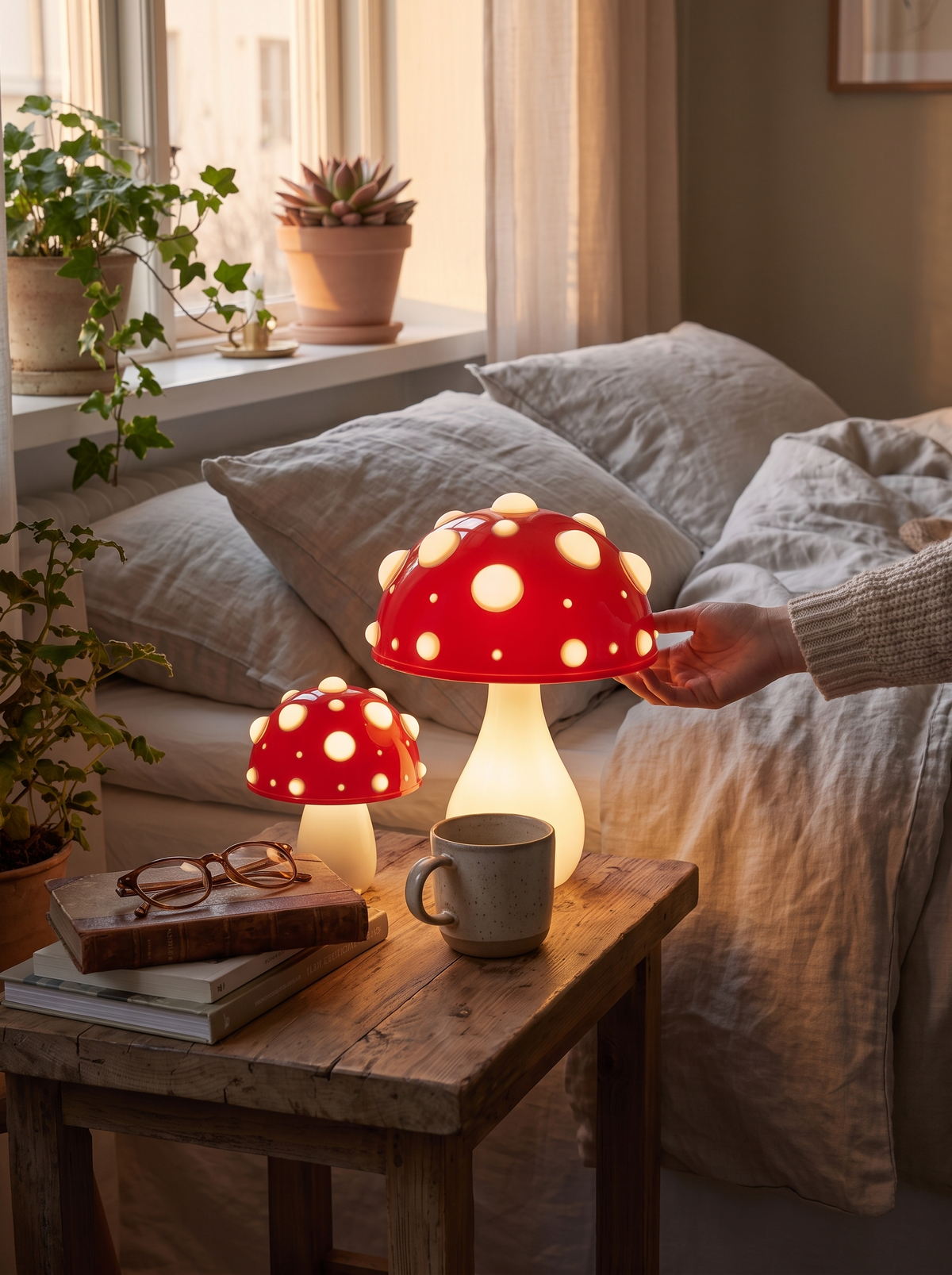 LED Mushroom Table Lamp warm cap of light