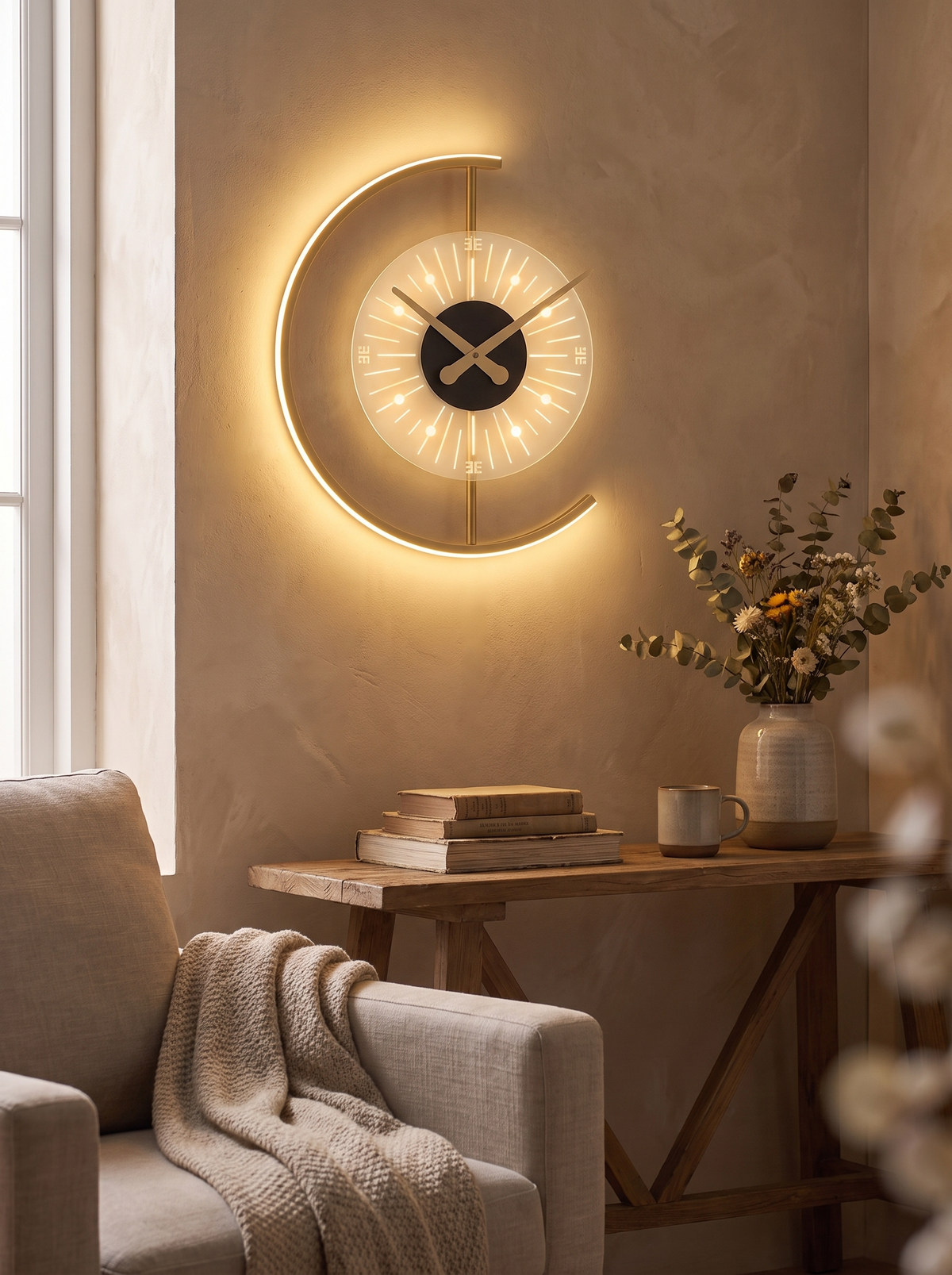 Lunaris LED Wall Clock Lamp as clock and light