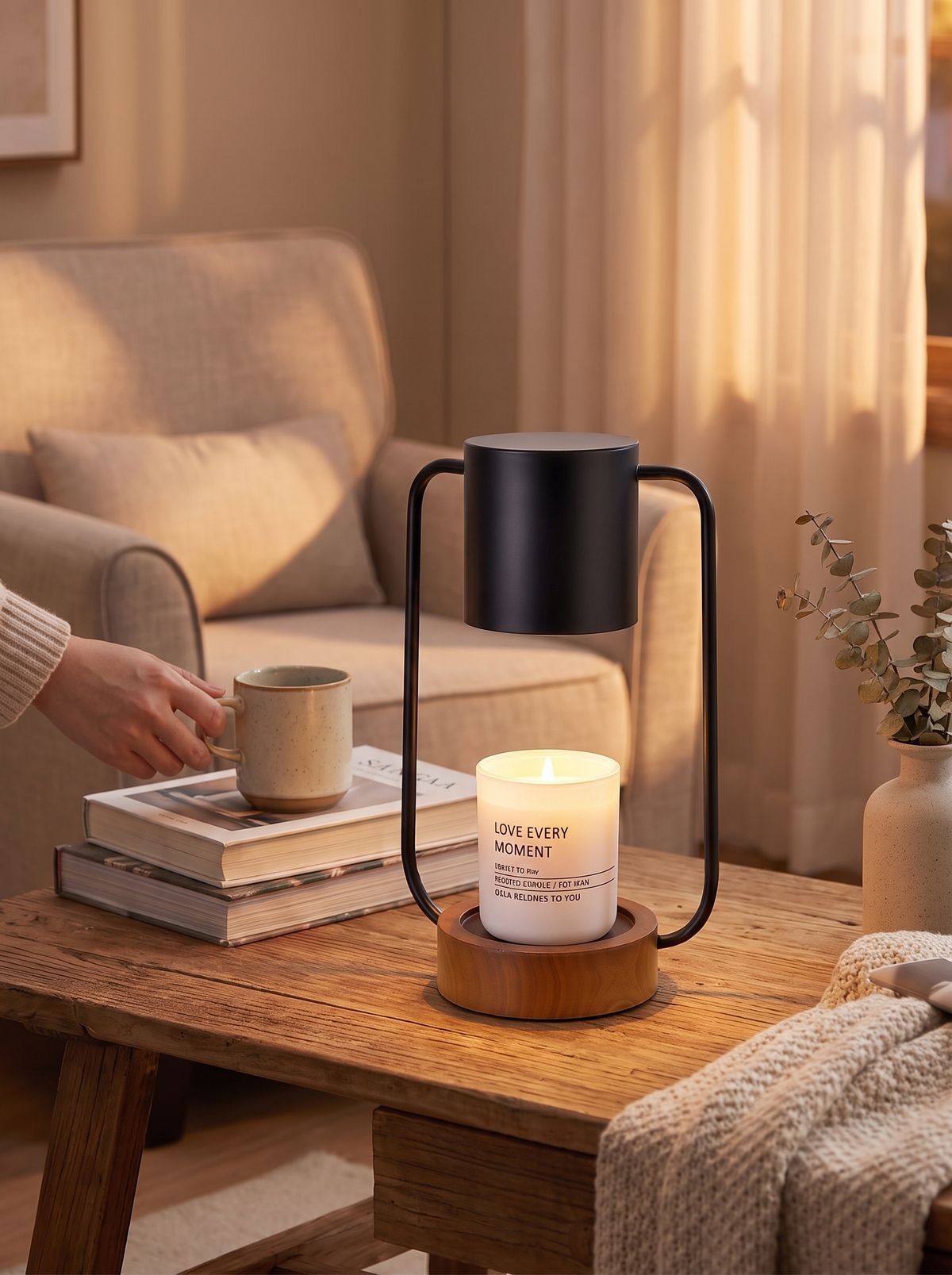 Japanese Minimalist Table Lamp balanced materials on a desk