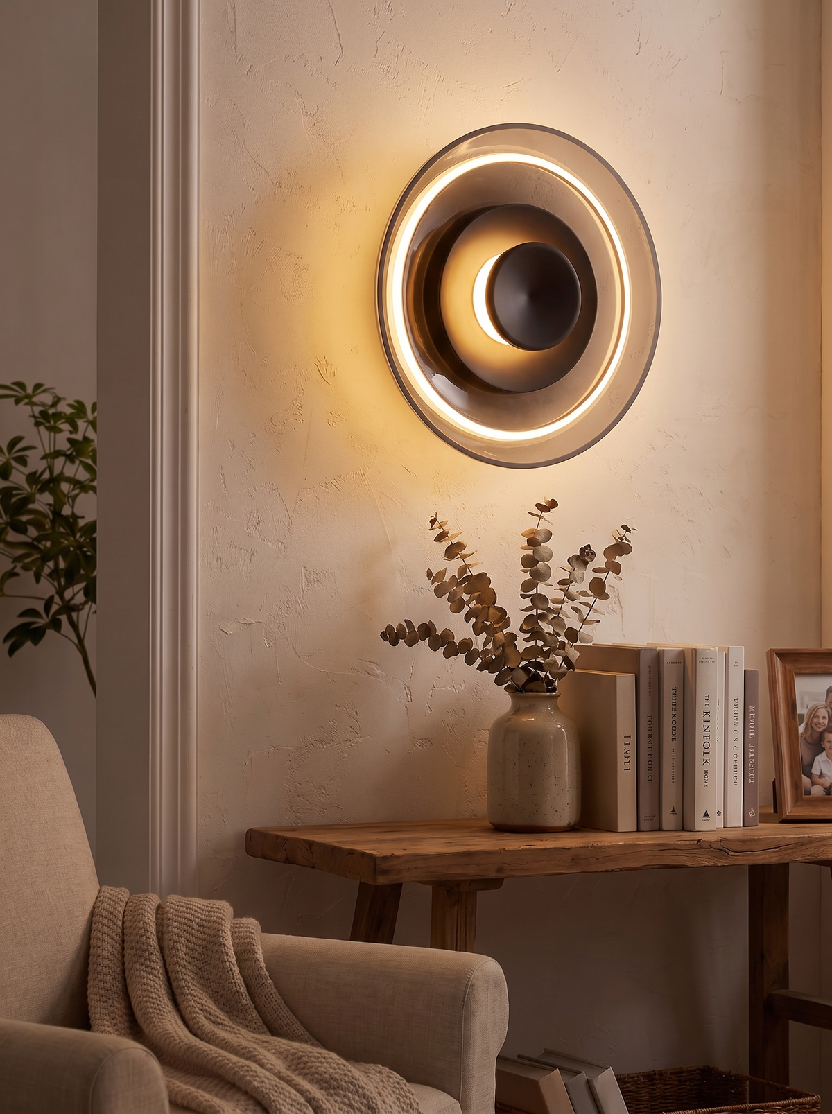 Nordic Glass LED Wall Sconce round disc glowing