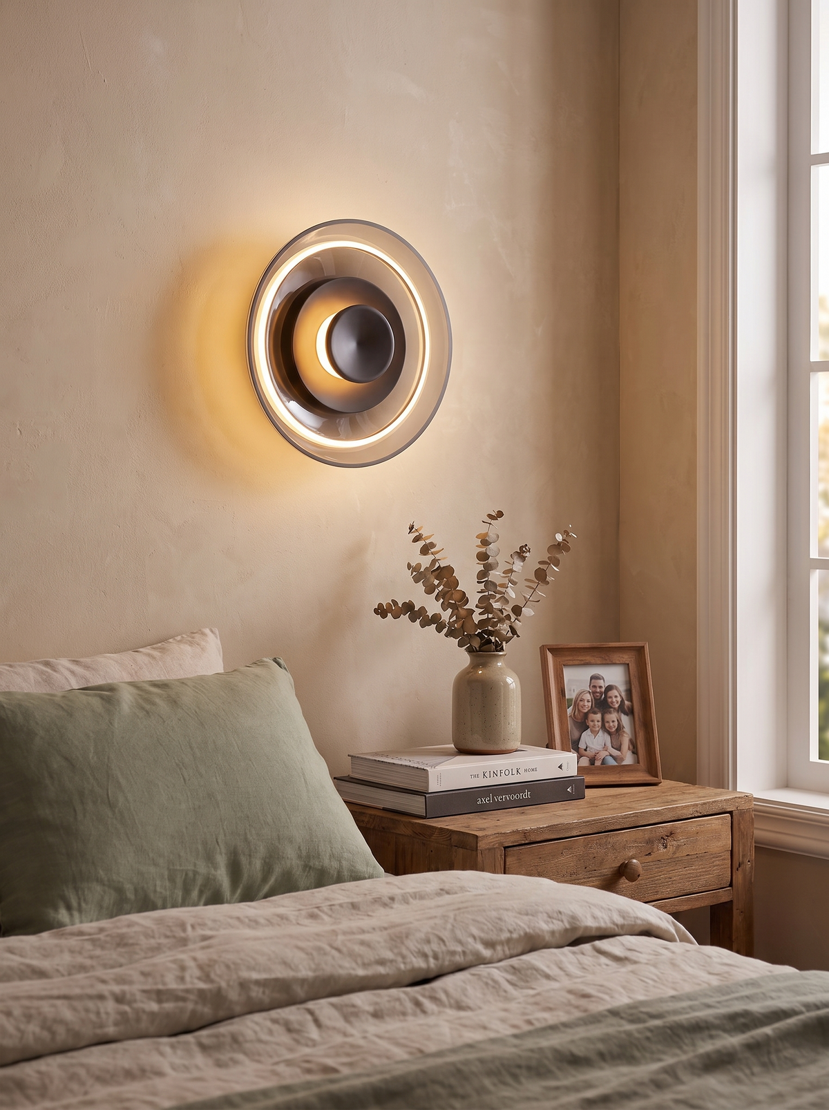 Nordic Glass LED Wall Sconce in a hallway