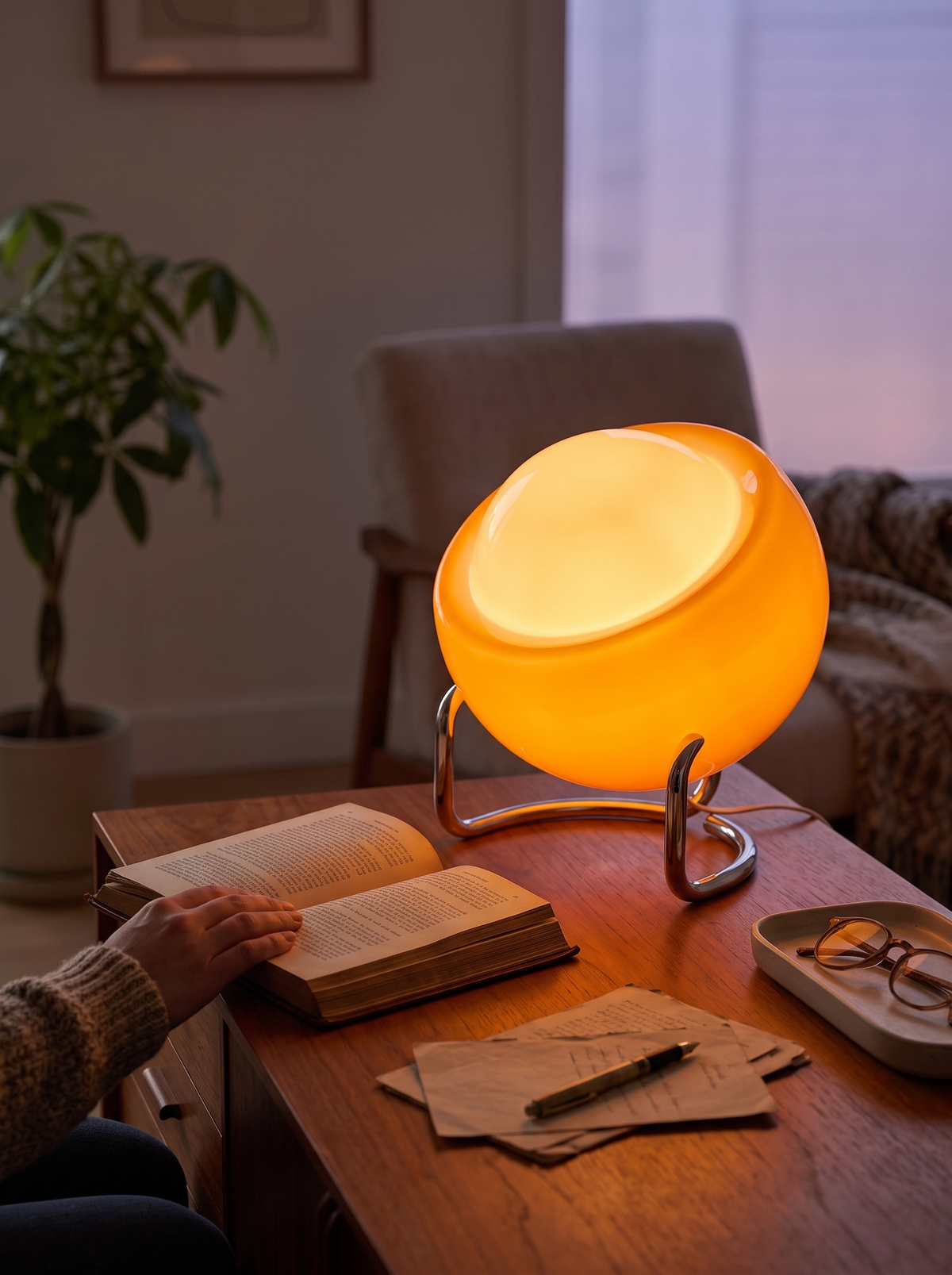 Bauhaus Glass Table Lamp in a modern room