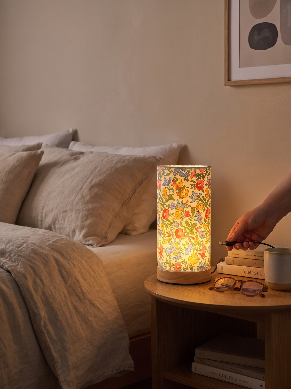 Sleek Modern Wooden Table Lamp powered over USB