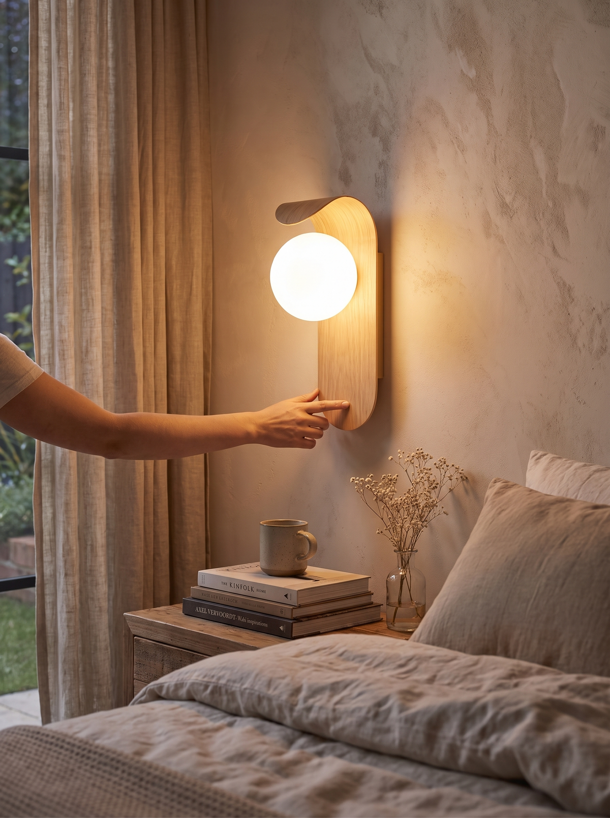 Icar Scandinavian LED Wall Lamp wooden body