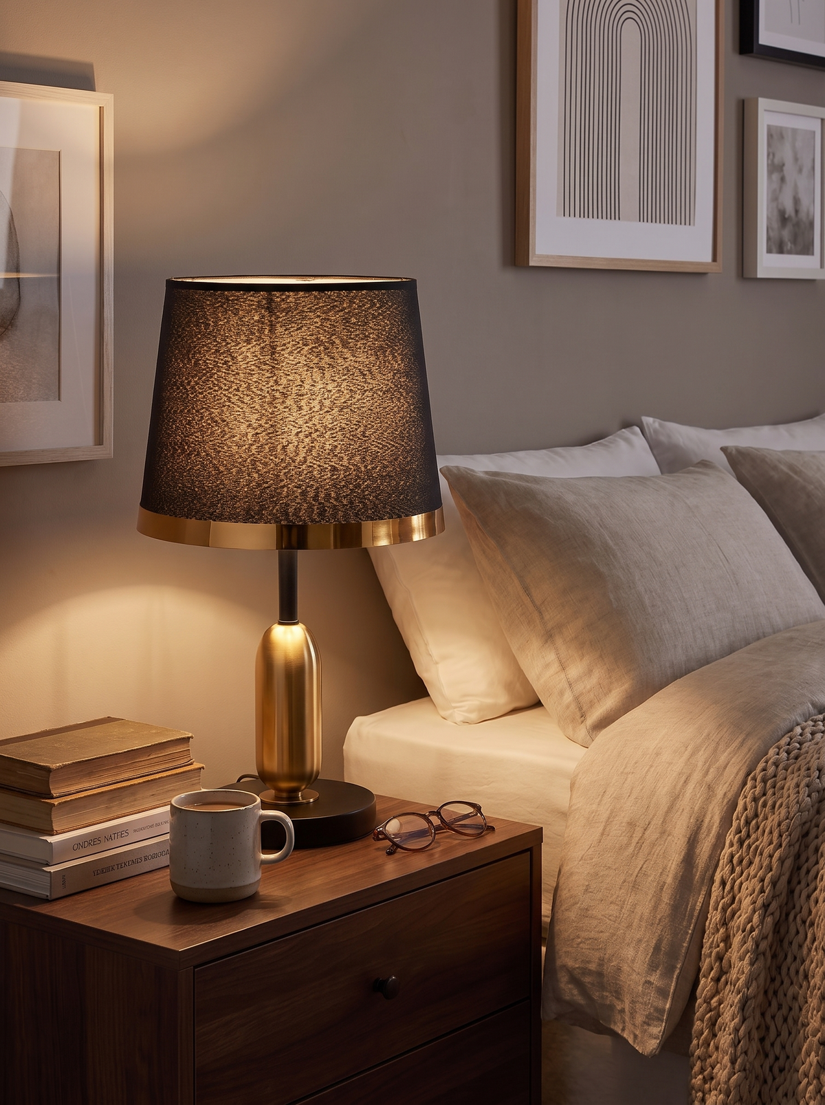 Vintage Black and Gold Table Lamp retro accent styling