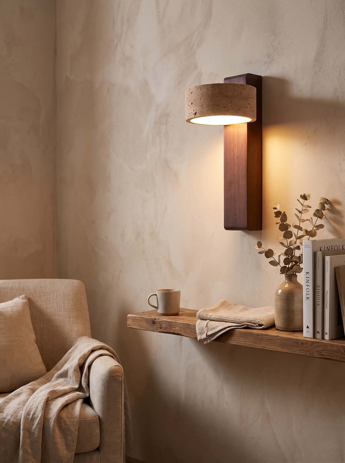 Travertine Wall Lamp as a quiet wall feature