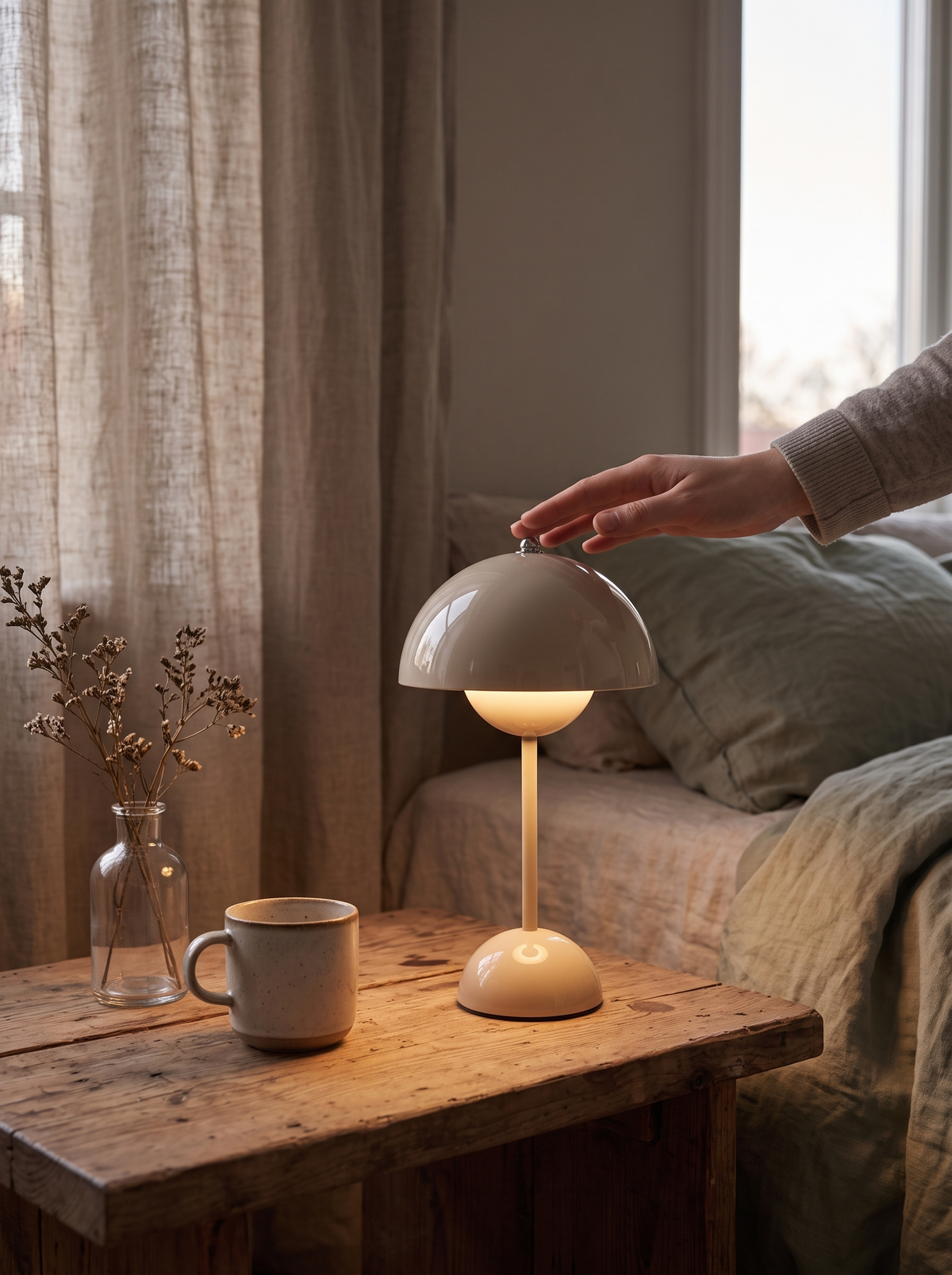 Mushroom Pod LED Table Lamp glowing softly