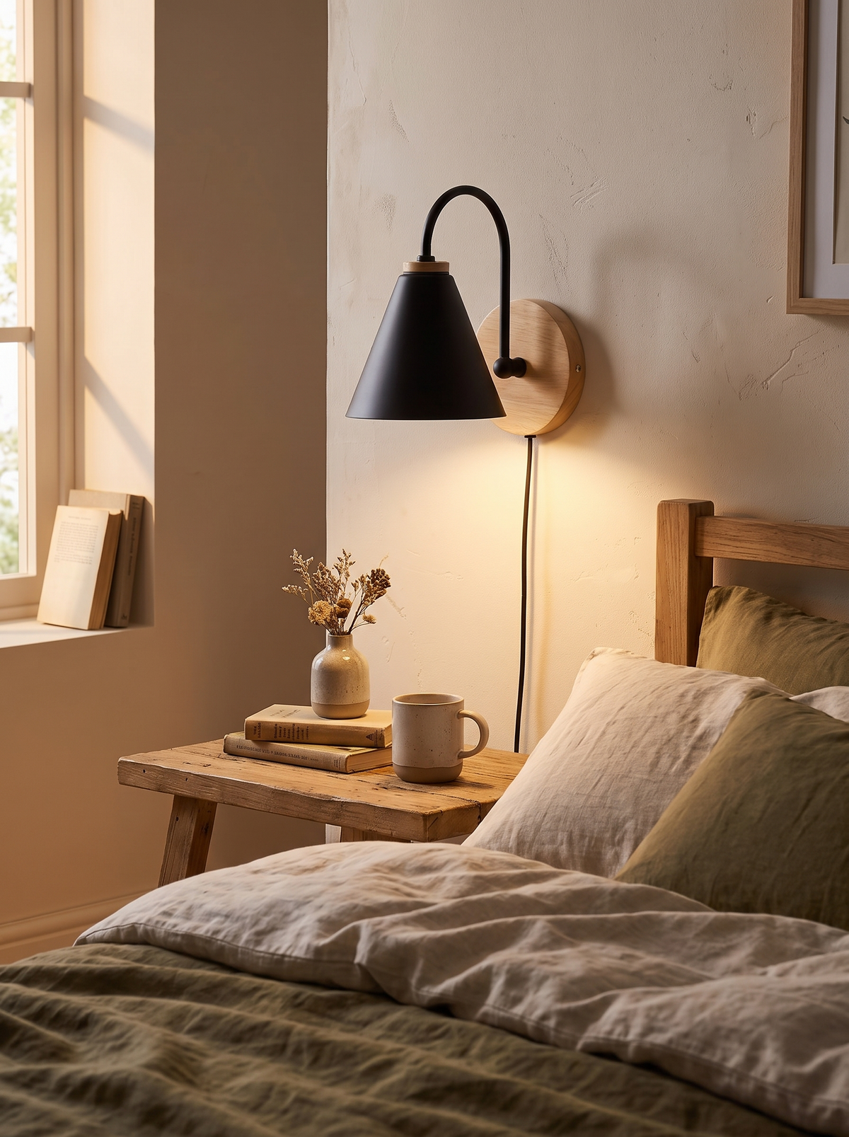 Nordic Beam Wall Light iron and timber together