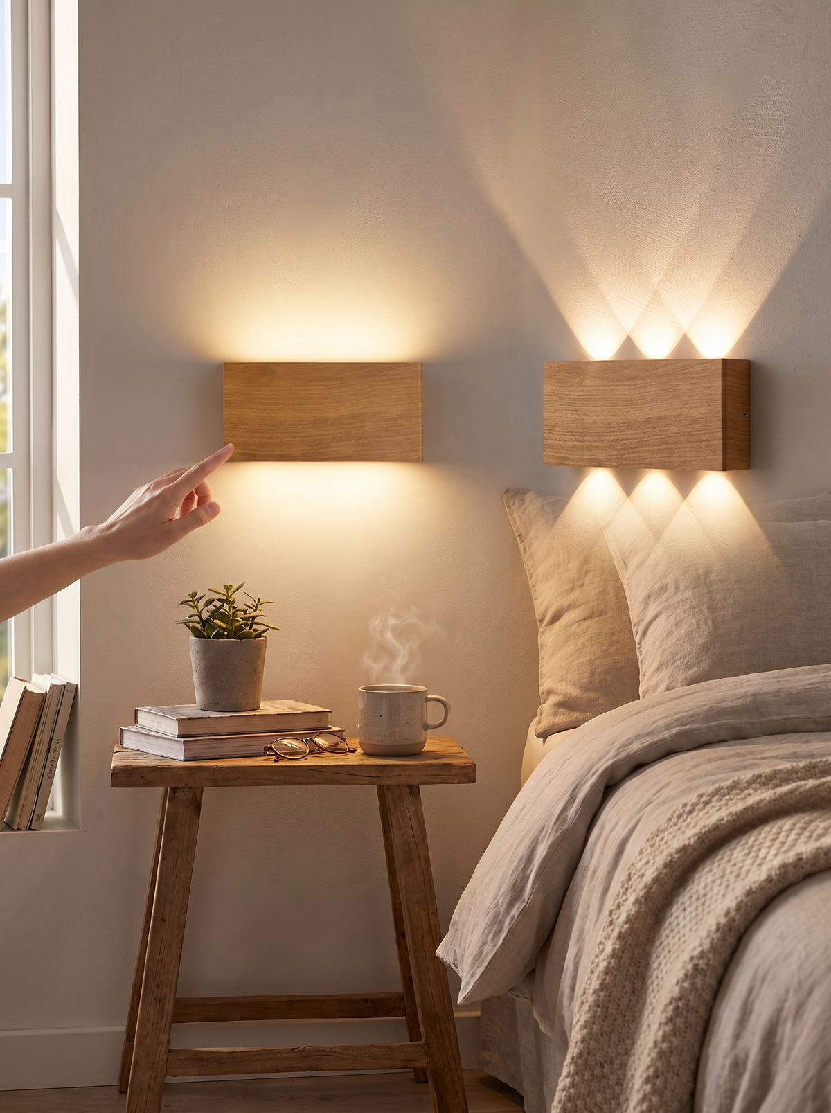 LumiBlock Wireless Wall Lamp wood grain block
