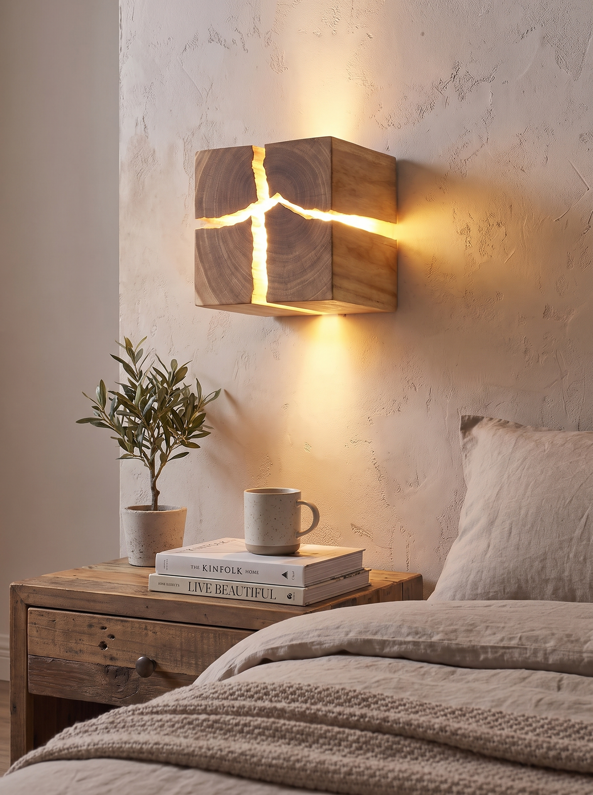 WoodAura Wall Light hand carved timber