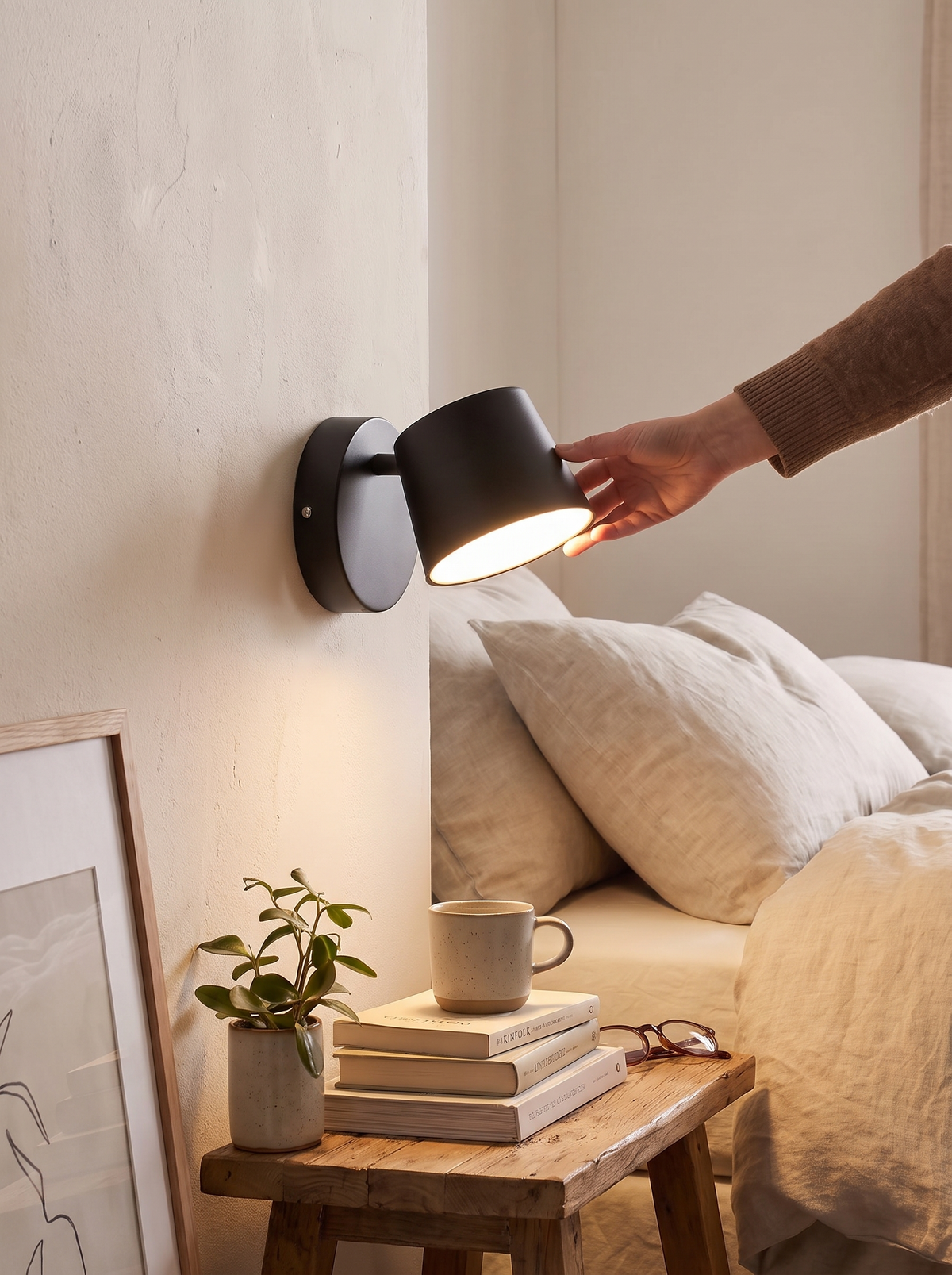 Rotating LED Wall Lamp doing two jobs on a wall