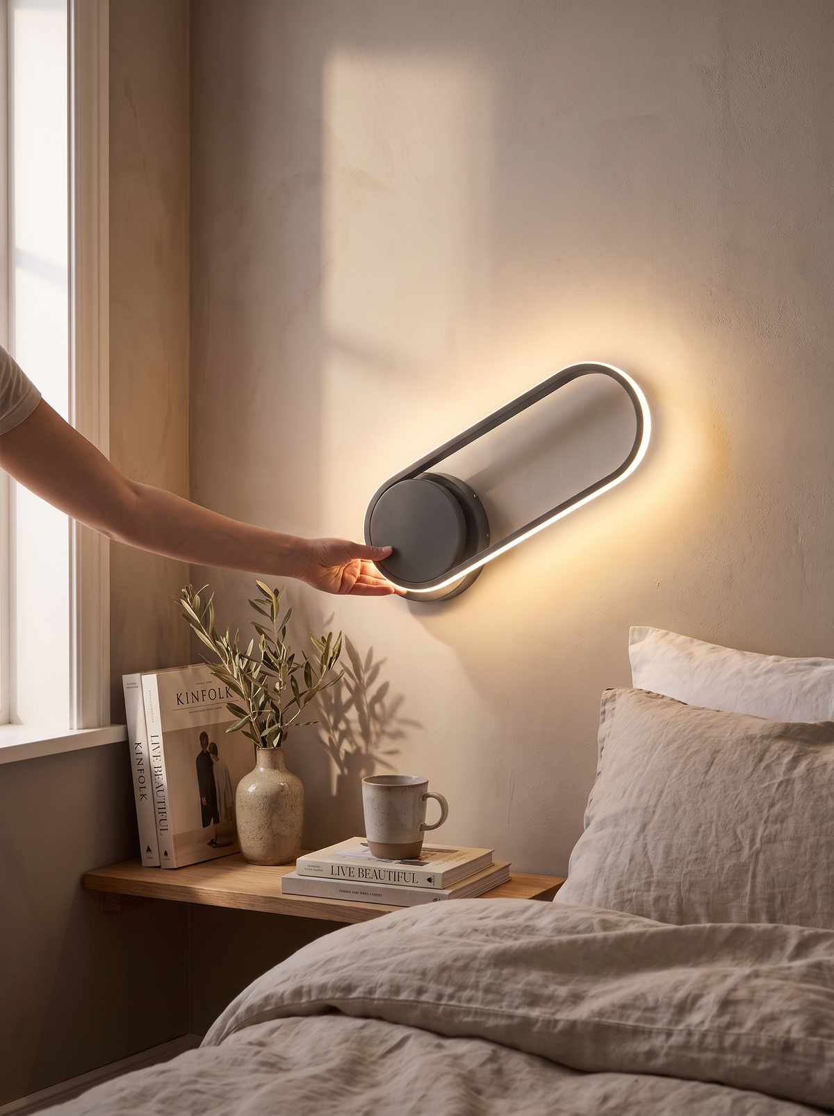 Sleek Contemporary LED Wall Light rotated wide
