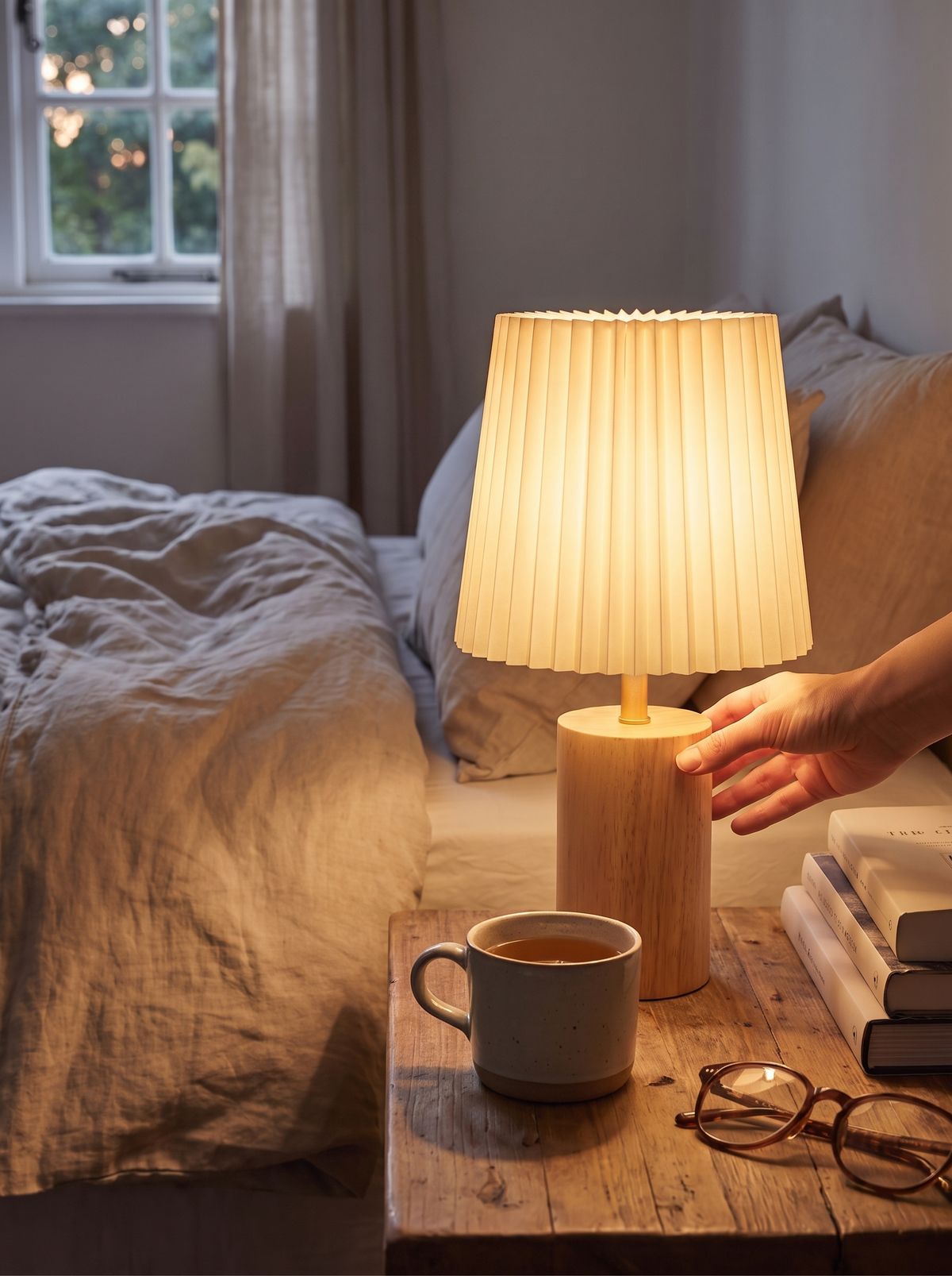 Medieval Pleated Table Lamp in a quiet corner