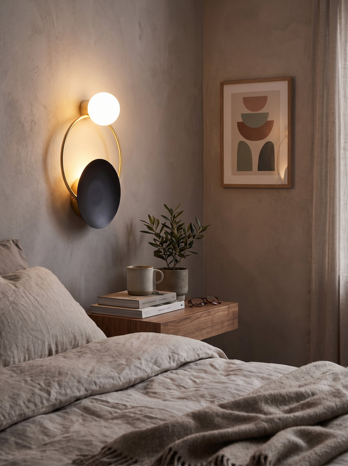 Designer Glass Wall Lamp designer form in a room