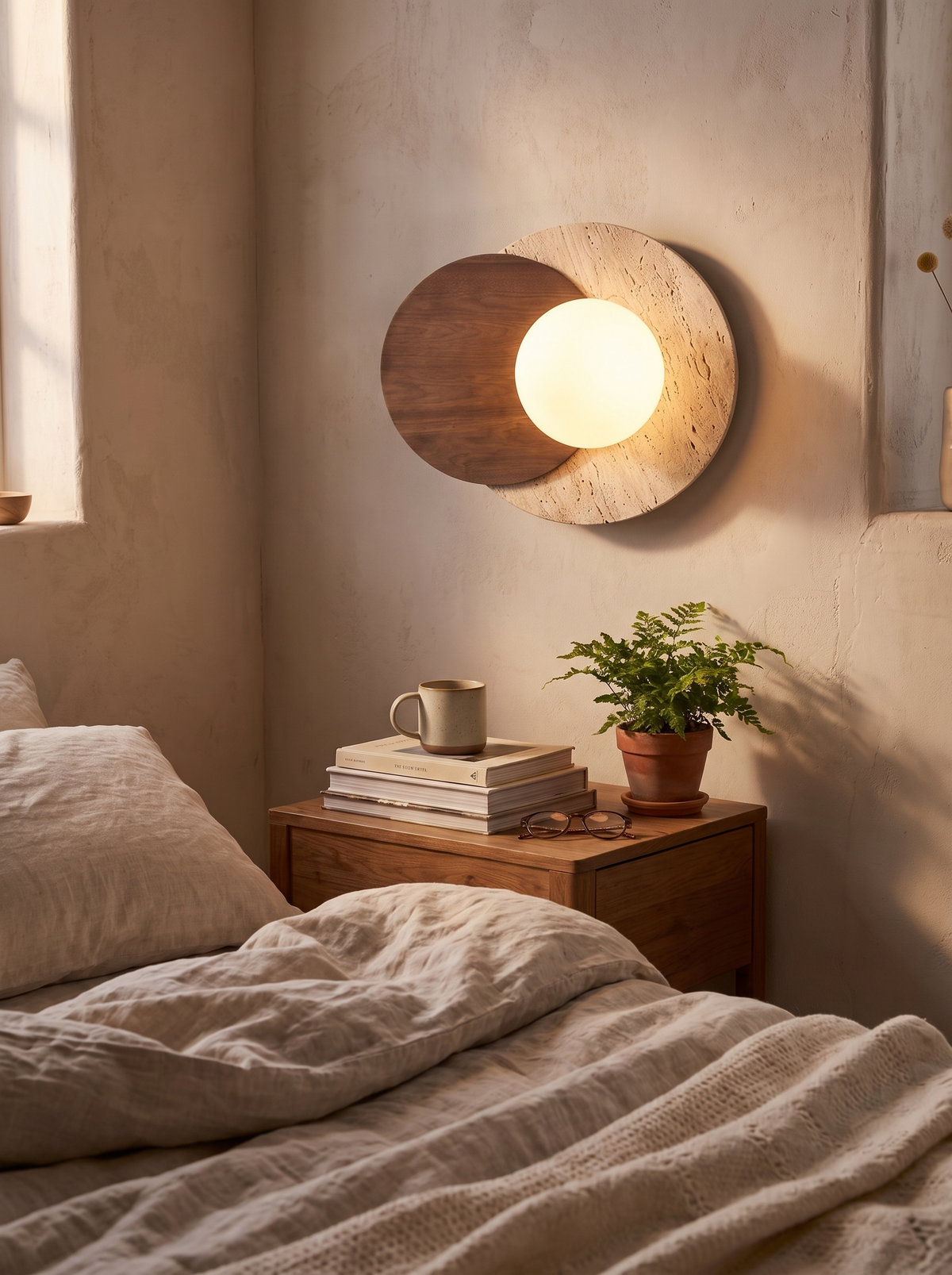 Wabi Sabi Stone Wall Lamp imperfect stone surface