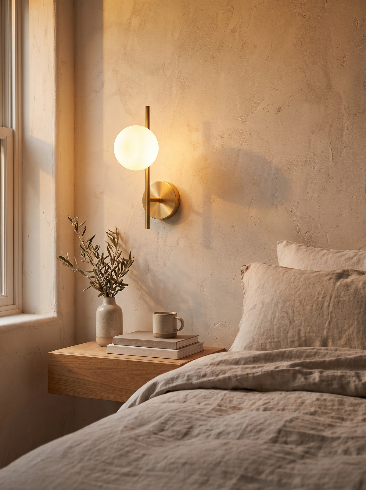 Astra Dual Globe Wall Light in warm gold