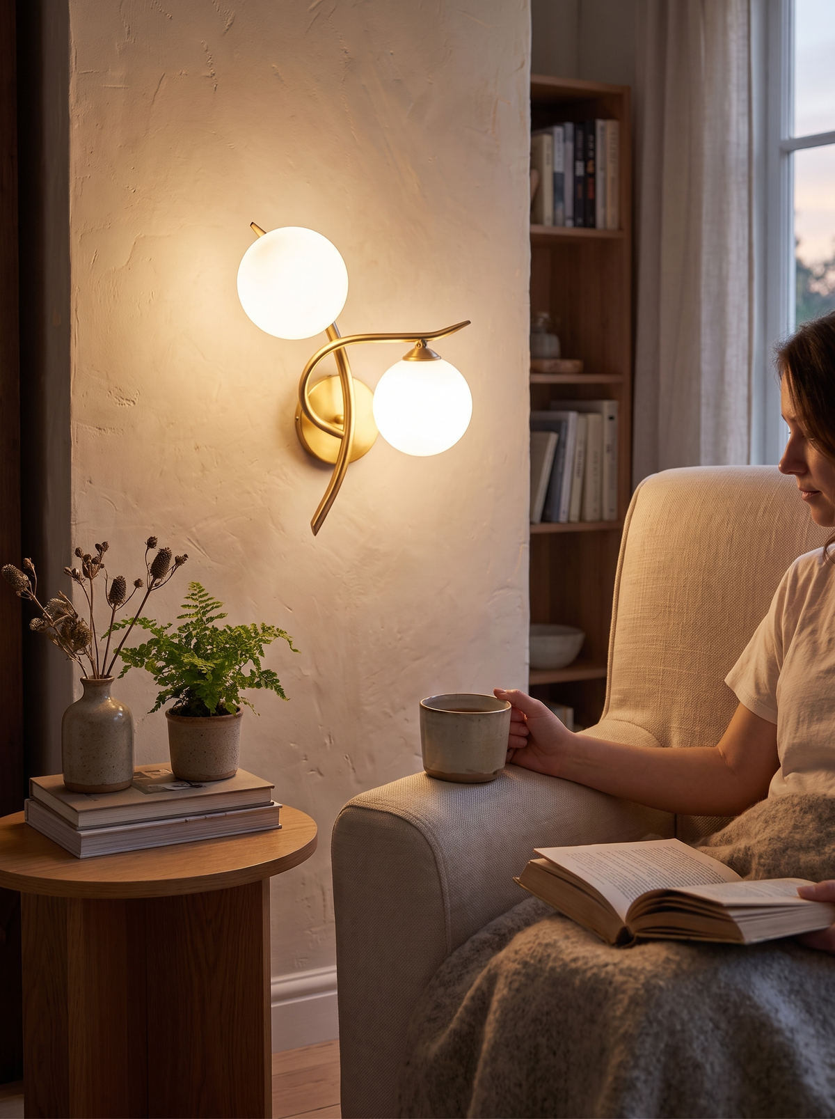 Lunara Dual Globe LED Wall Light Nordic form
