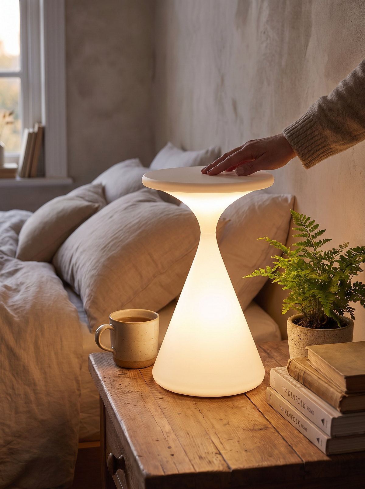 Aurora Wireless Table Lamp hourglass form