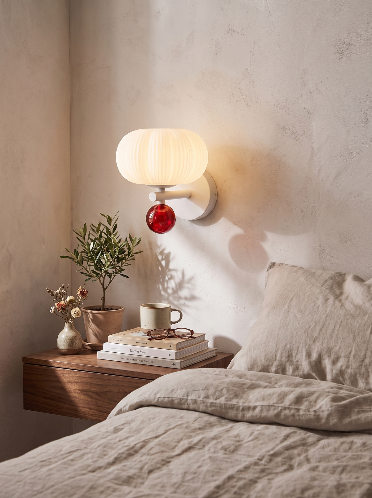Nordic Pumpkin Wall Lamp ribbed glass shade
