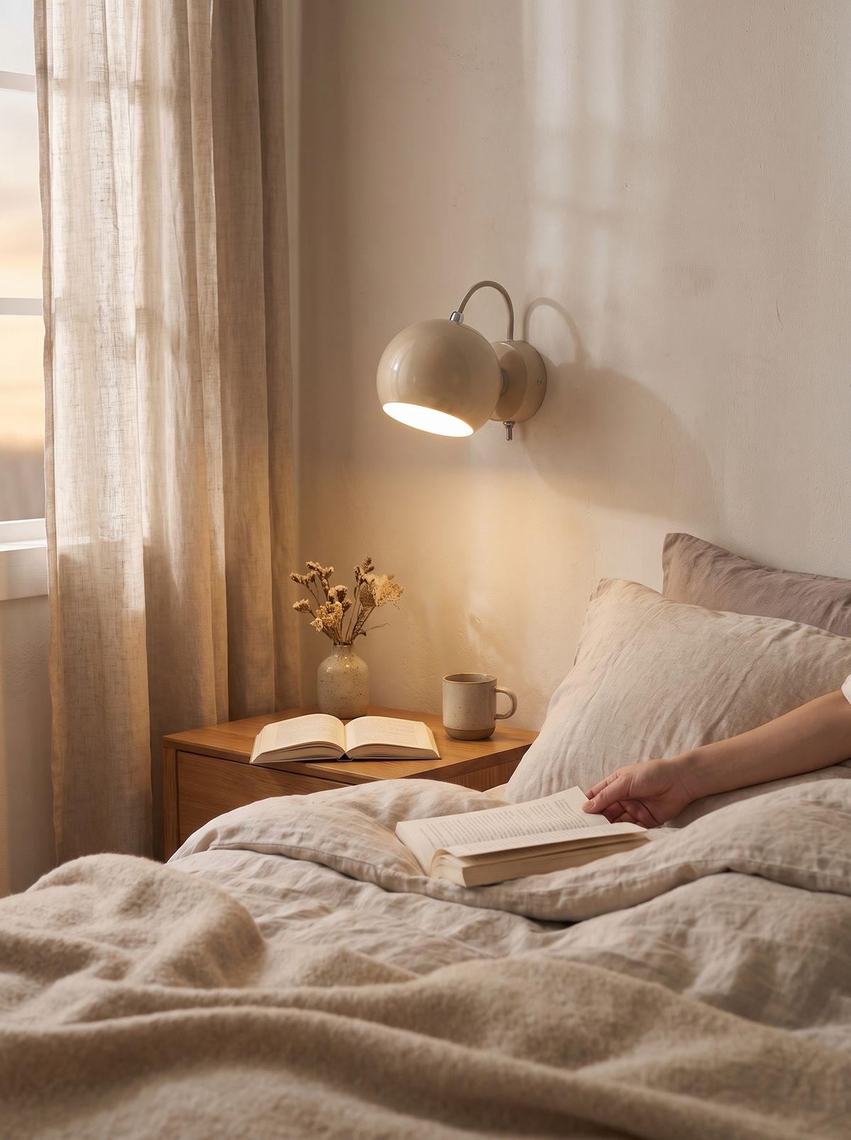 Nordic Cream Wall Lamp soft colour in a calm room