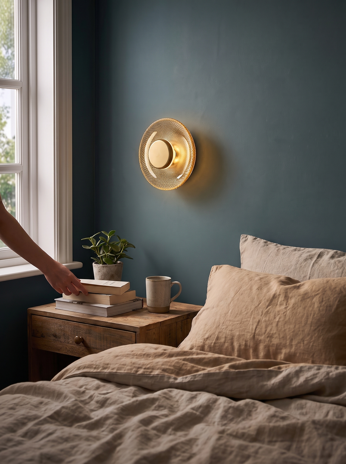 Modern Coloured Glass Wall Lamp textured disc
