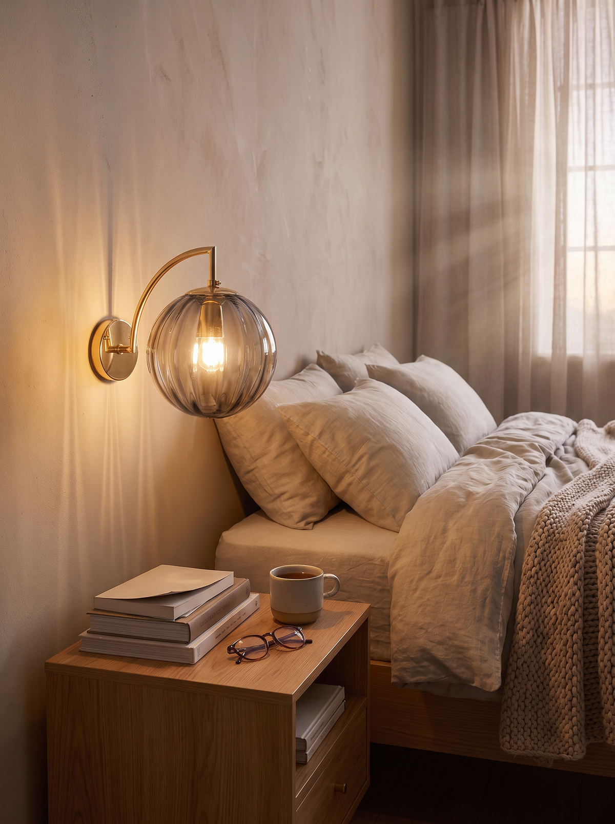 Modern Glass Ball Wall Lamp amber glow