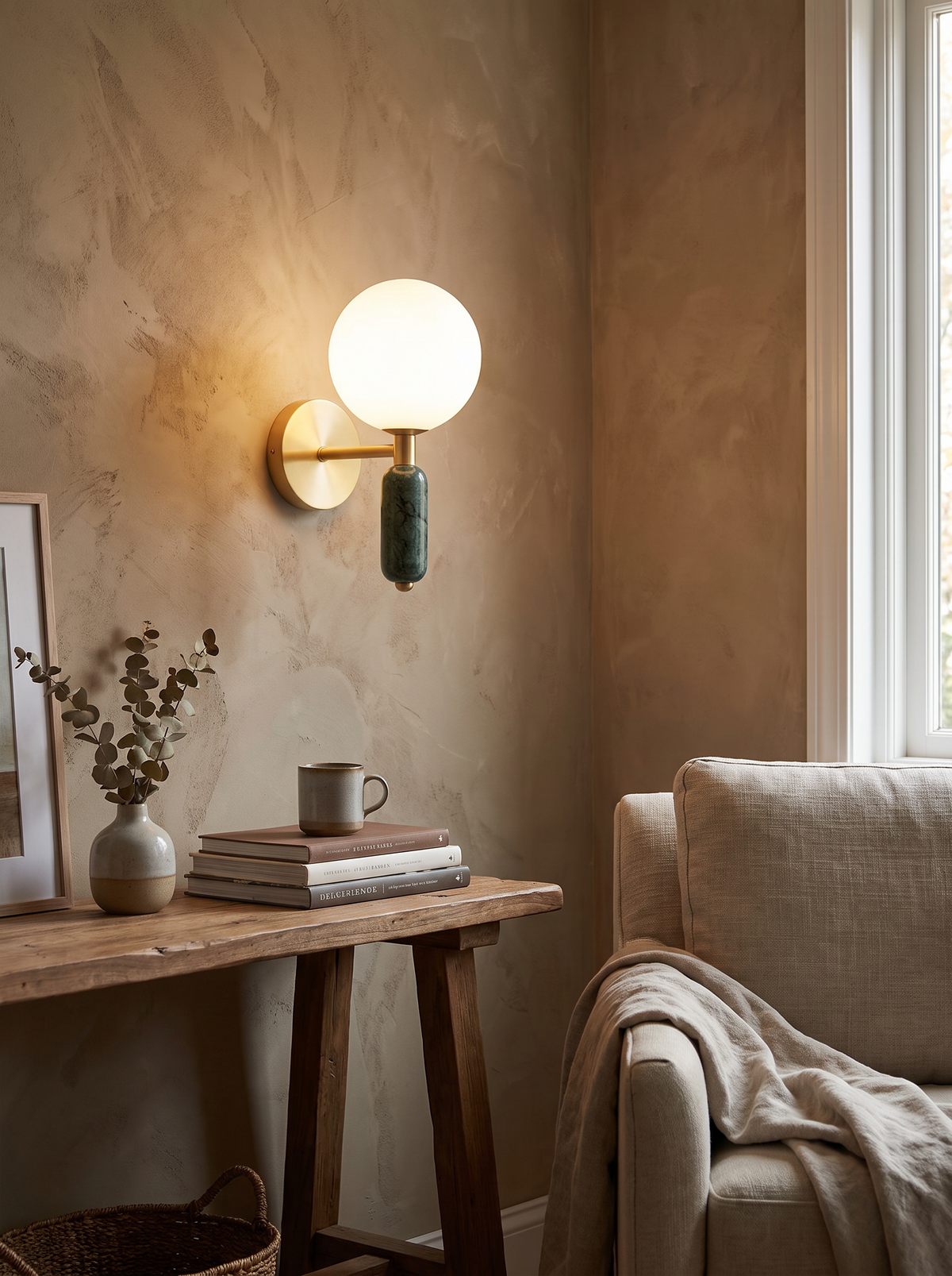 Marble and Glass Wall Lamp three materials in one shape