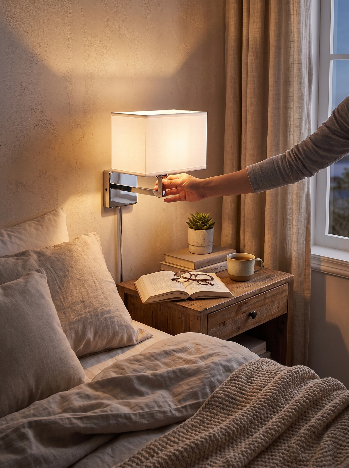 Bedside Wall Sconce with a built in reading light