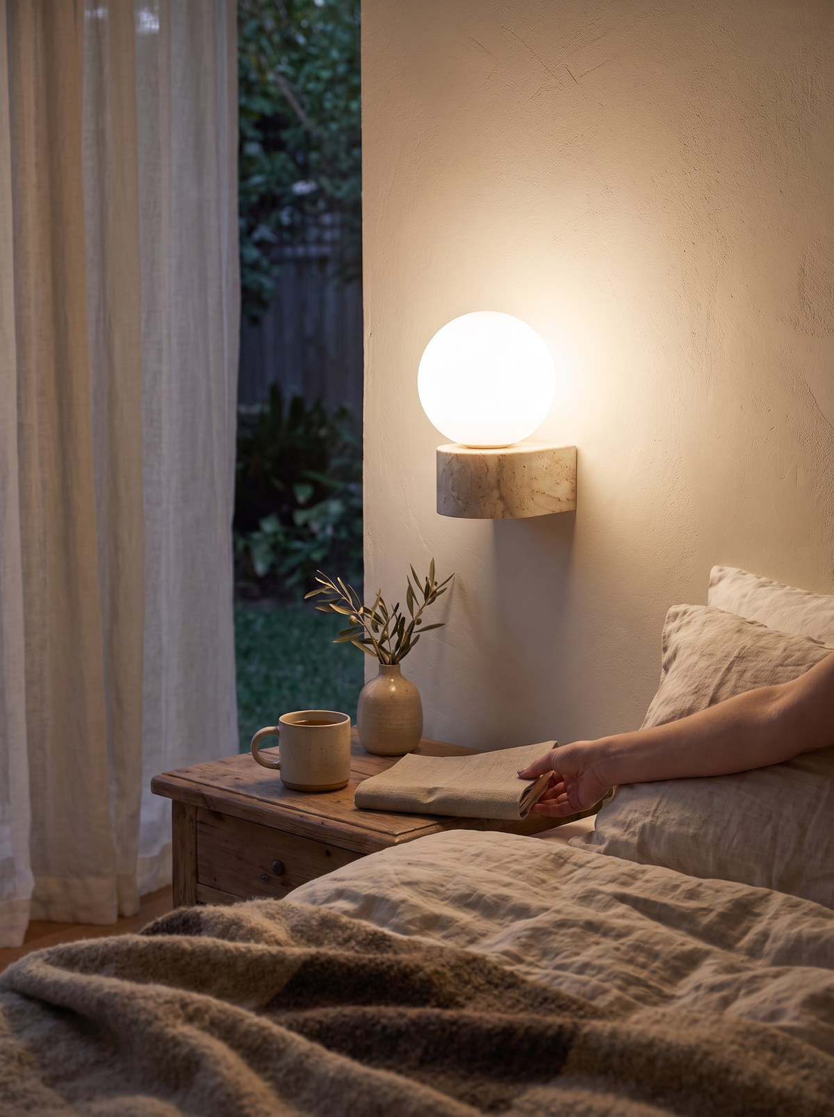 Travertine Stone Wall Lamp Japanese calm