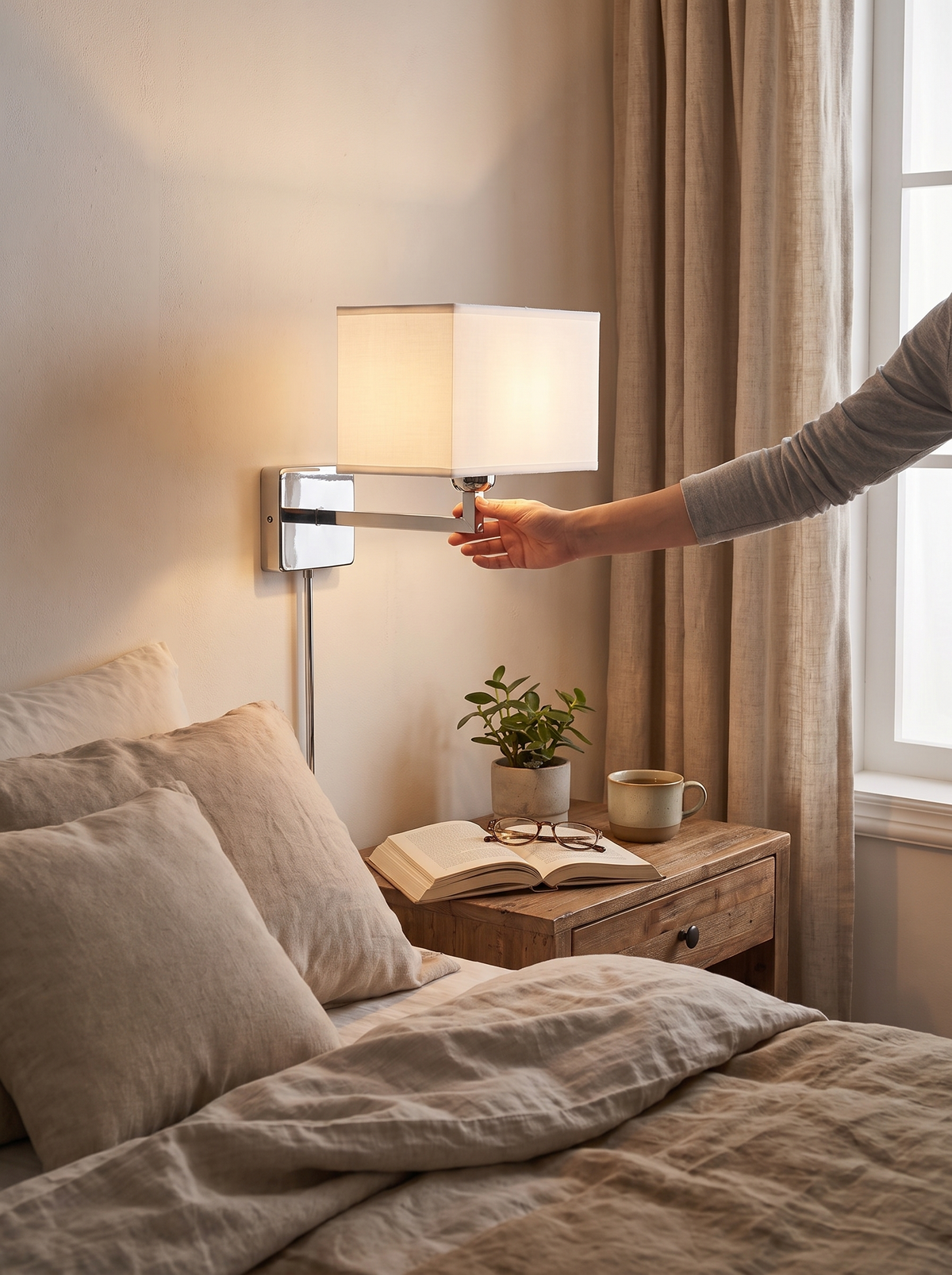 Bedside Wall Sconce two lights in one fitting