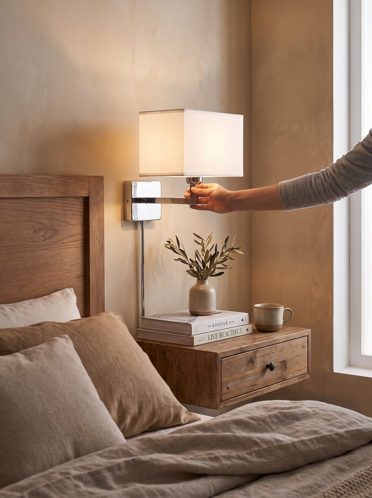 Bedside Wall Sconce beside a bed