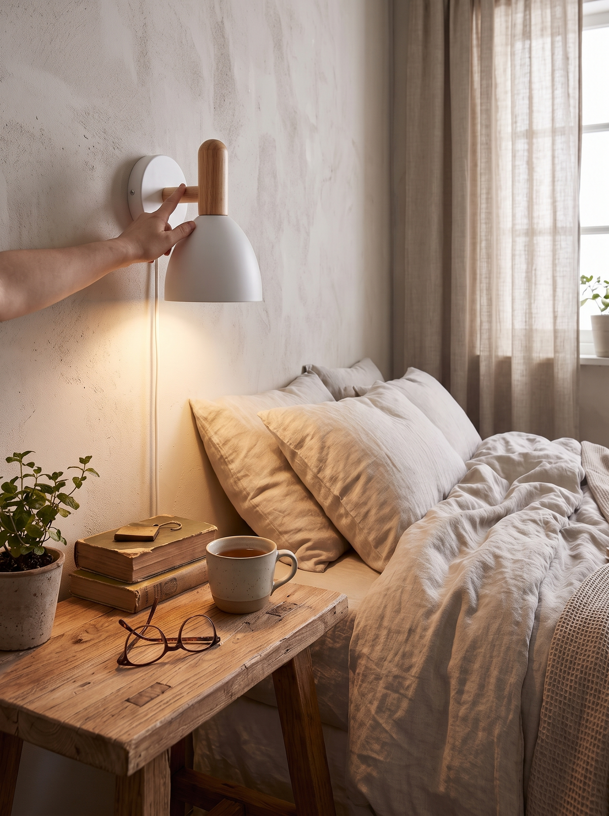 Nordic Wooden Wall Lamp simple real wood