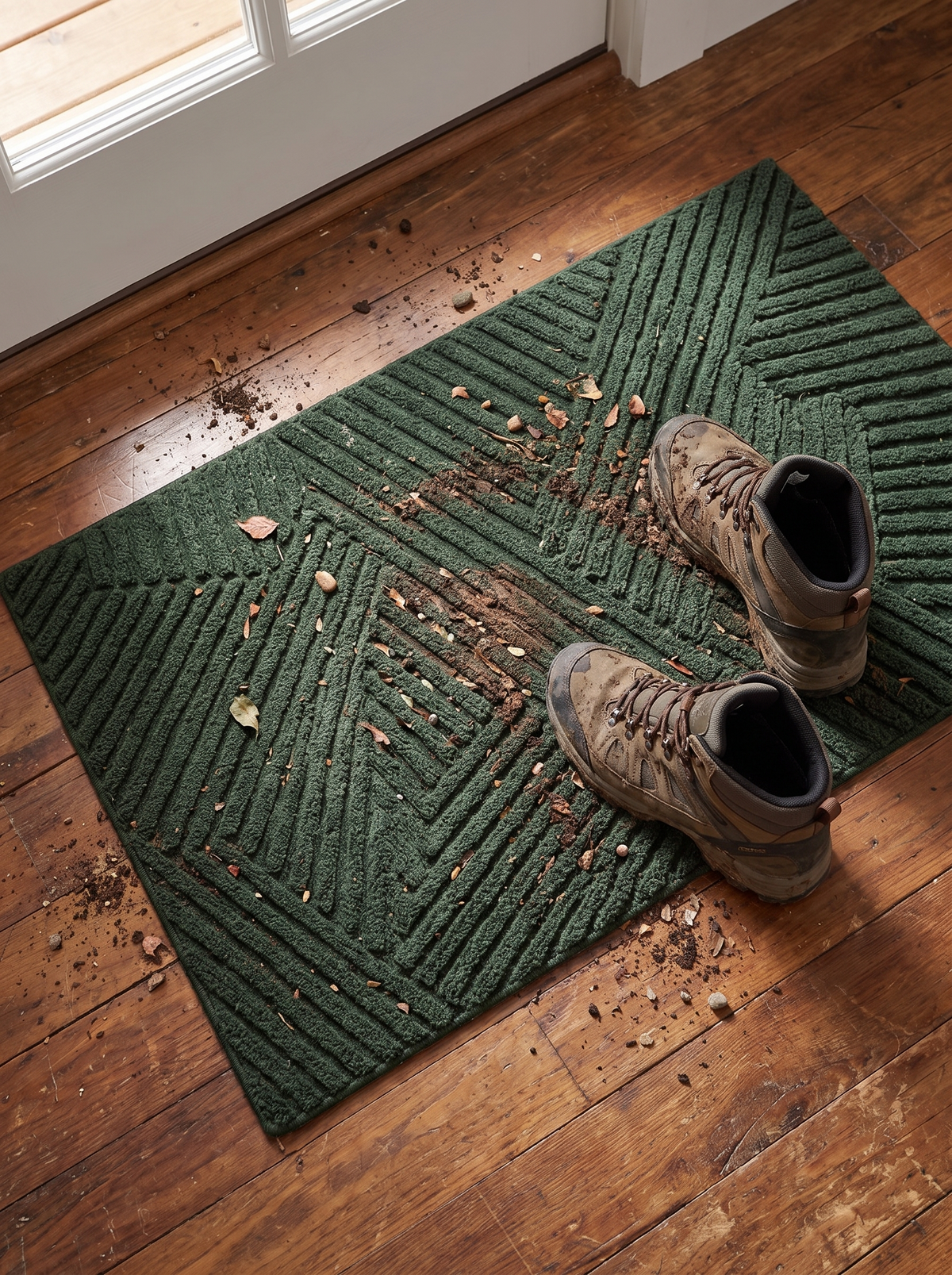 Non Slip Door Mat seen from above catching dirt