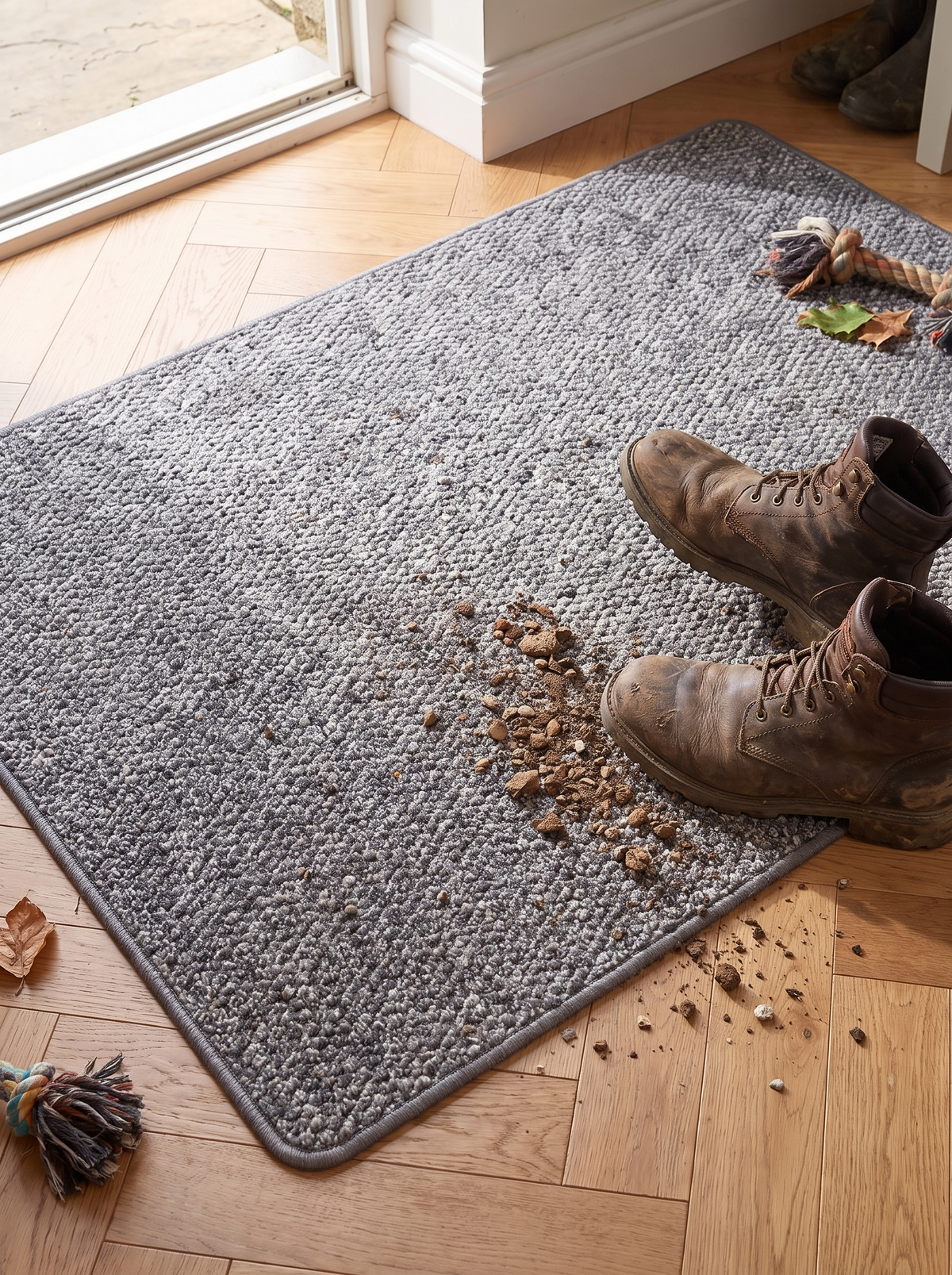 Faux Jute Outdoor Doormat brushing shoes clean