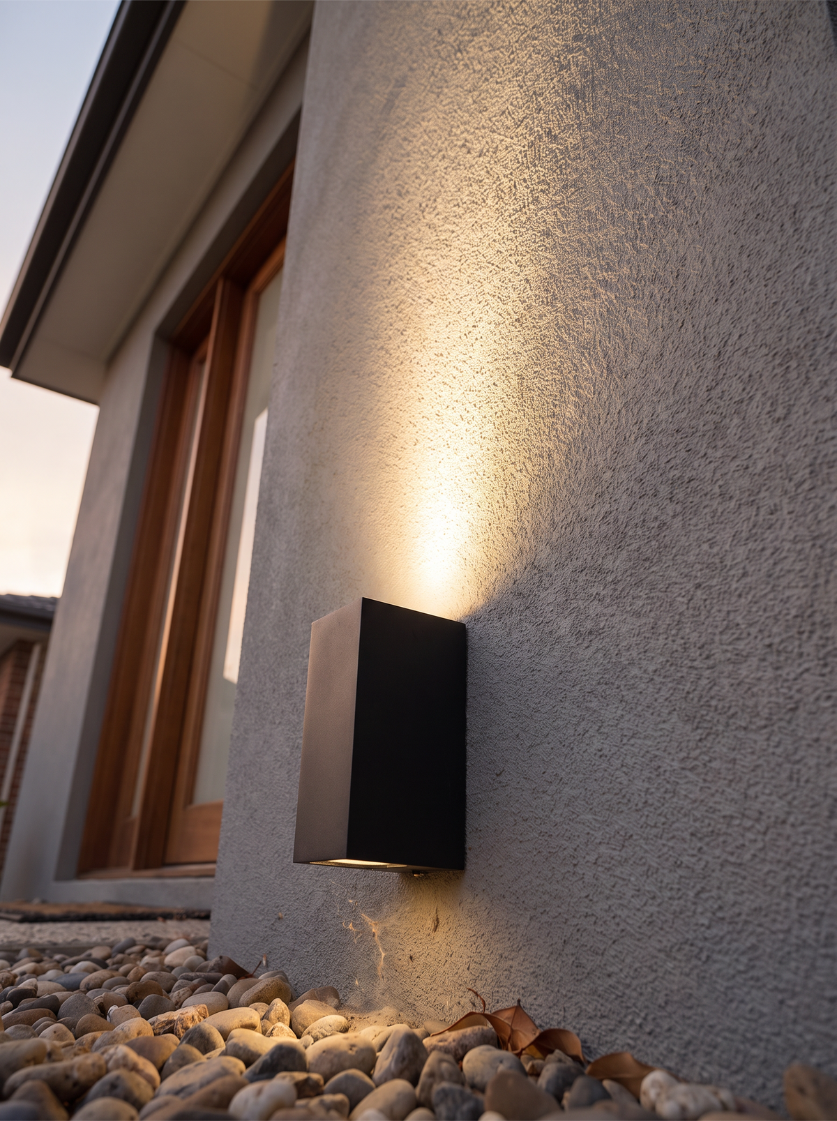 Contemporary LED Wall Light grazing a wall from below