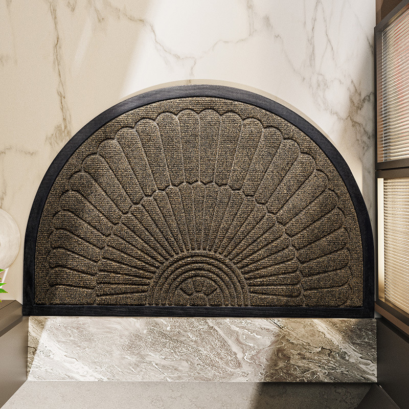 Non-Slip Semi-Circular Rubber Door Mat for Entryways