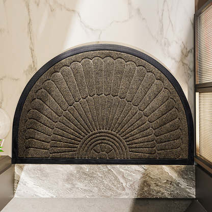 Non-Slip Semi-Circular Rubber Door Mat for Entryways