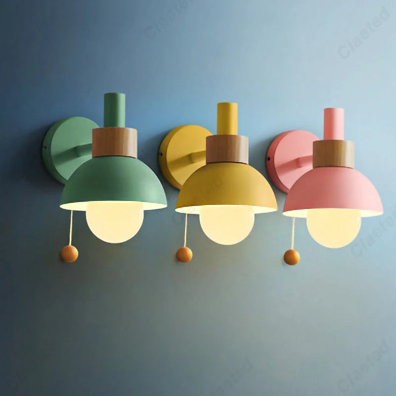 Nordic Wood Accent Wall Lamp — Sleek Minimalist Design with Easy Pull-Switch