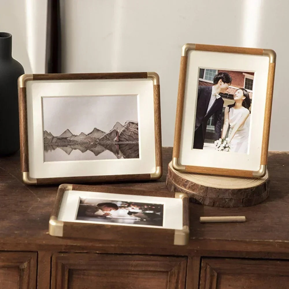 Brooks Tabletop Photo Frame — Exquisite Vintage Wood & Brass Design