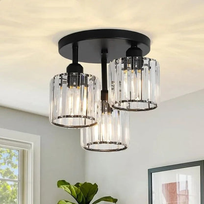 Luxurious Modern Gold Crystal Ceiling Light – 3-Light Semi-Flush Mount
